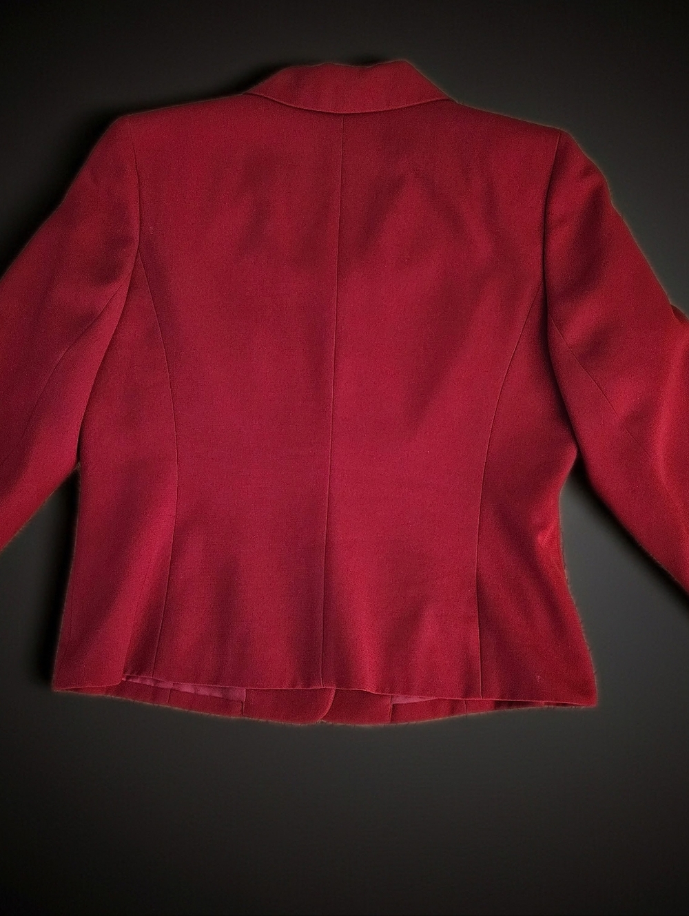 Dress Barn Red Skirt Set - Classic Tailored Jacket & Ruffle Hem Skirt - Picture 9 of 14